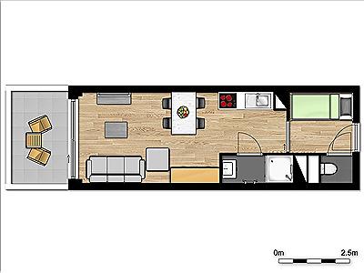 New standard studio for 4 people with sofa bed and bunk bed