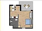 Studio Essential Suite - 2p | Double bed - Disabled-frien... Westende Bad Miniaturansicht 9